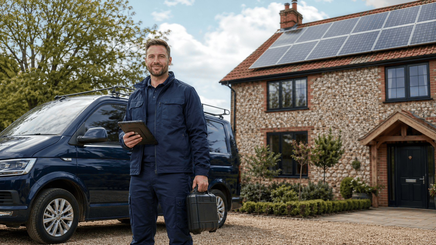 Mr Solar service engineer providing solar PV technical support